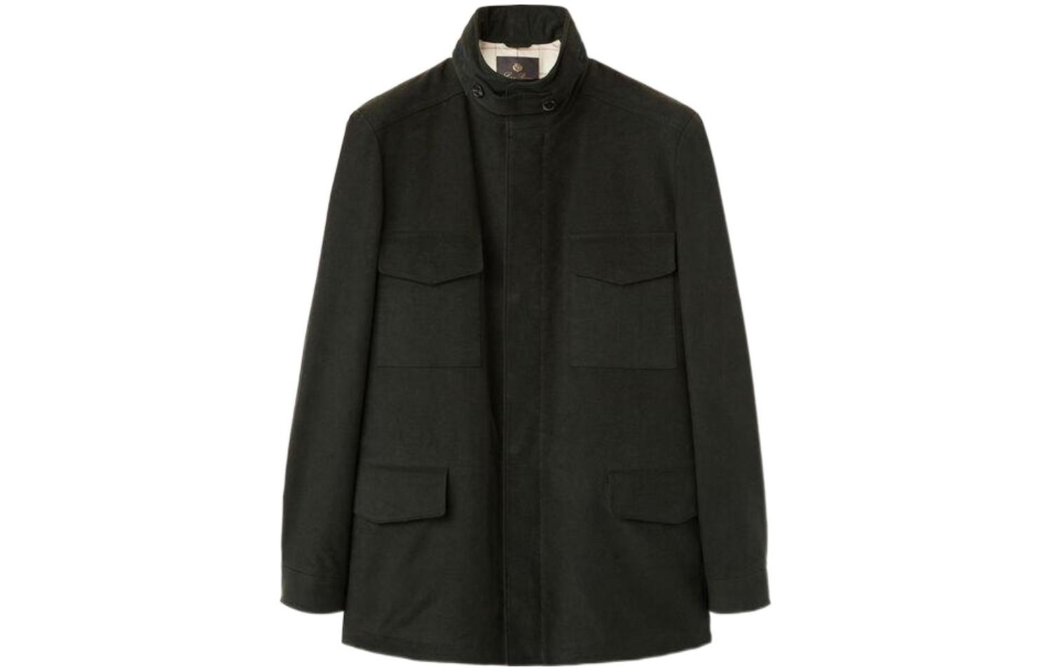 Loro Piana Traveller Jacket Black Solid Stand Collar Slim Fit Outerwear FAN4456-50TR