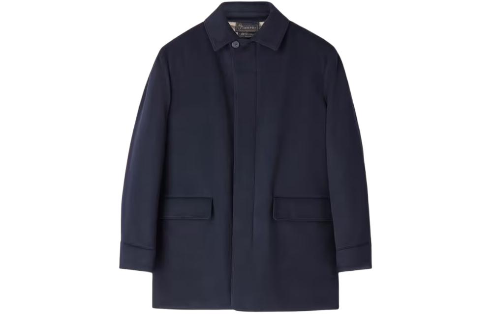 Loro Piana Walton Coat Navy Blue Solid Zip-Up Long Sleeve Jacket FAL3547-W000