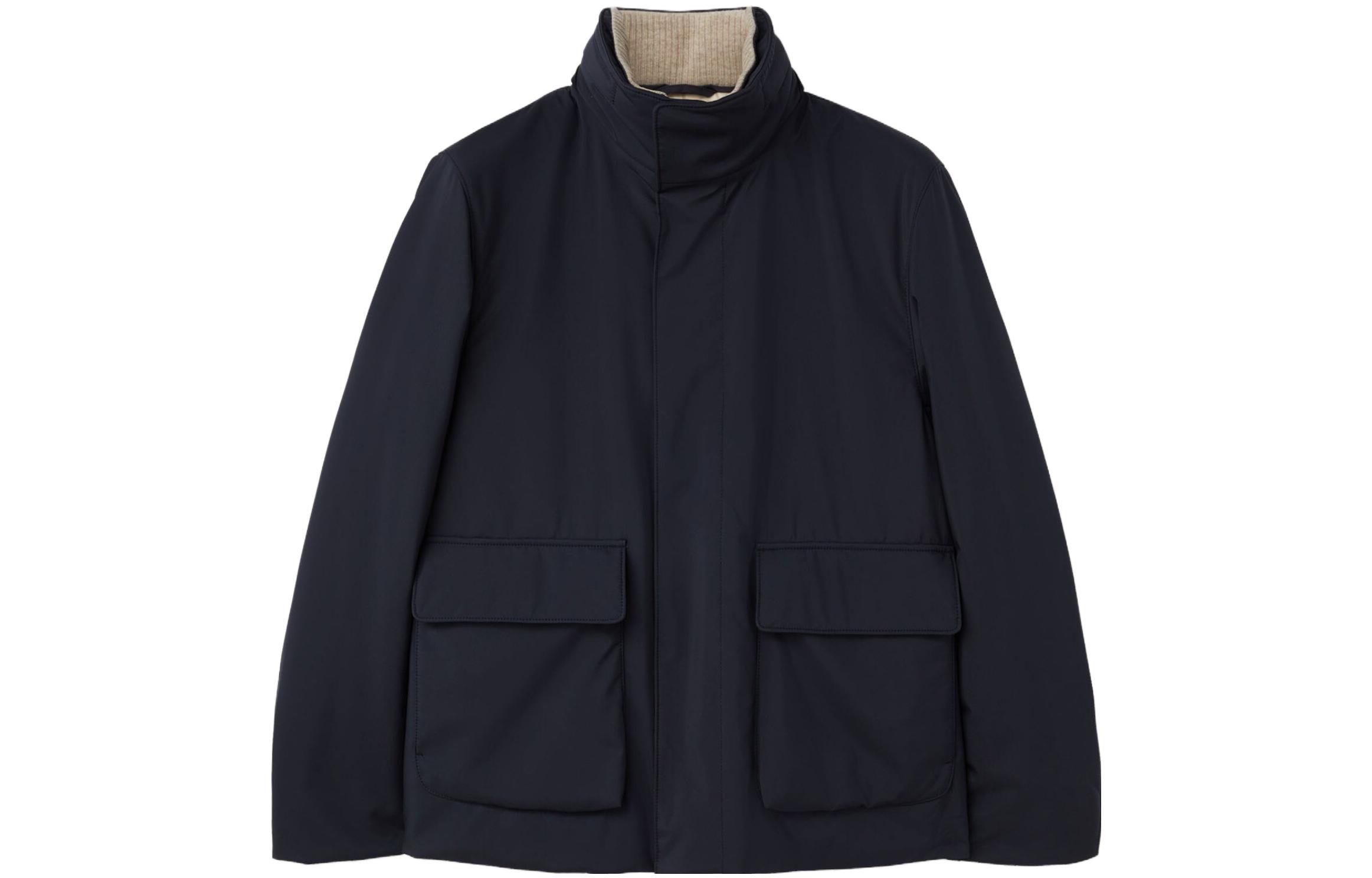 Loro Piana Winter Voyager Bomber Jacket Blue High-Neck Long-Sleeve Jacket FAN3935-WH52