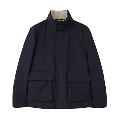 Loro Piana Winter Voyager Bomber Jacket Blue High-Neck Long-Sleeve Jacket FAN3935-WH52
