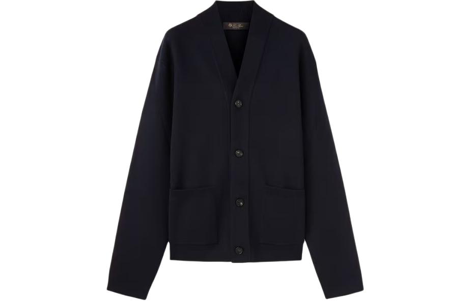 Loro Piana Wish Empire Navy Blue V-Neck Long Sleeve Jacket FAN7196-W000