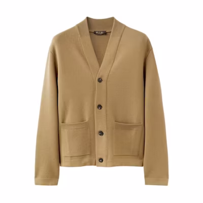 Loro Piana Wish Empire V-Neck Button-Up Jacket Light Brown FAN7196-50WM