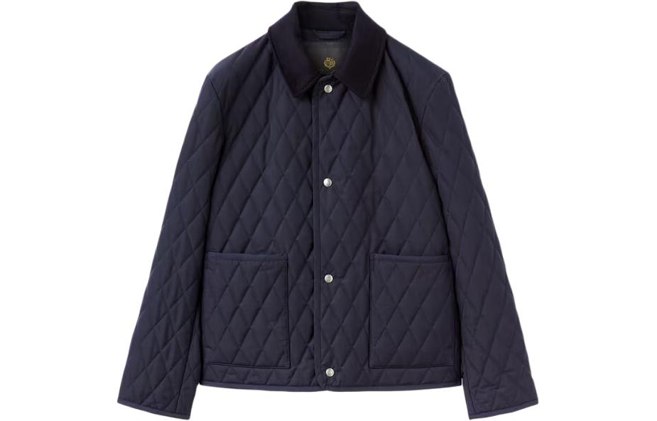 Loro Piana Yasu Jacket Navy Blue Solid Collar Single-Breasted Coat FAO0009-W023