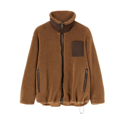 Loro Piana Yellow-Brown Colorblock High-Neck Zip-Up Jacket FAN5411-HB03