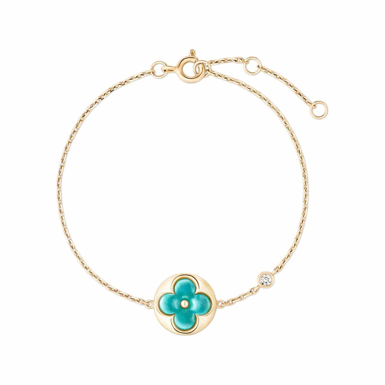 LOUIS VUITTON 18K Gold Diamond Amazonite Bracelet Unisex Couple Gold QA5119 圖 2