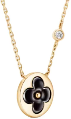 LOUIS VUITTON 18K Gold Diamond Onyx Gemstone Unisex Necklace Black Q03790 Lookbook LOUIS VUITTON 18K Gold Diamond Onyx Gemstone Unisex Necklace Black Q03790
