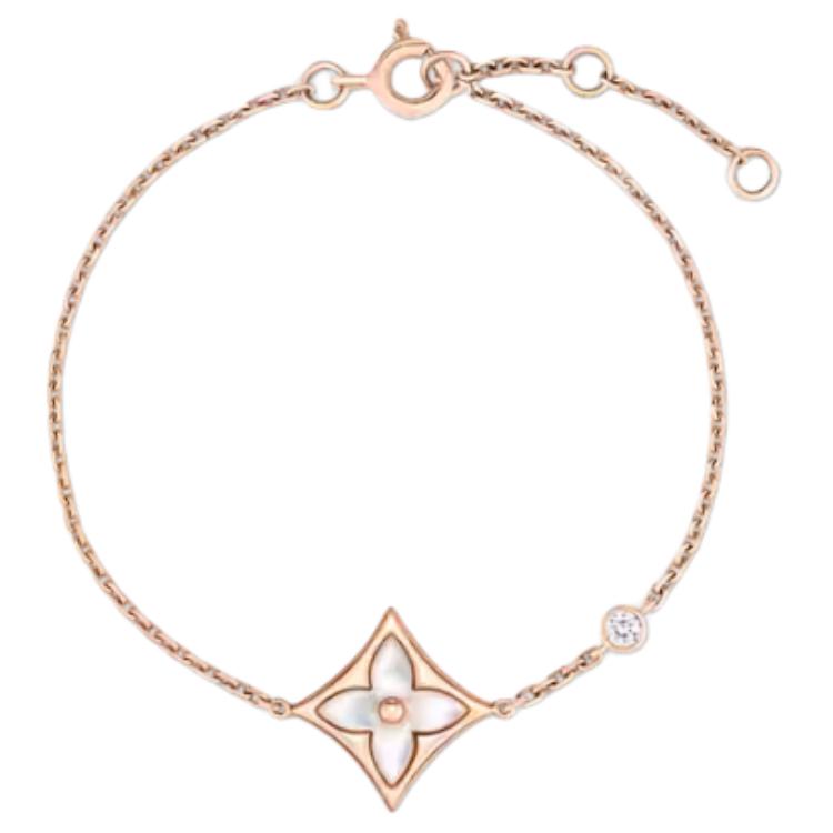 LOUIS VUITTON 18K Rose Gold Diamond & Mother of Pearl Bracelet - Unisex Couples. QA5115