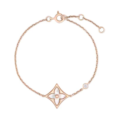 LOUIS VUITTON 18K Rose Gold Diamond & Mother of Pearl Bracelet - Unisex Couples. QA5115
