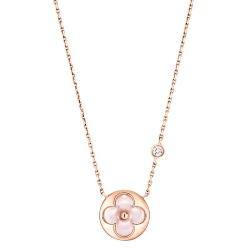Louis Vuitton 18K Rose Gold Diamond Gemstone Pink Mother of Pearl Unisex Necklace Q03789 圖 2