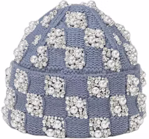 LOUIS VUITTON 2024 Early Spring Light Blue Wool Beanie with Logo & Pearls. M7361A LOUIS VUITTON 2024 Early Spring Light Blue Wool Beanie with Logo & Pearls. M7361A