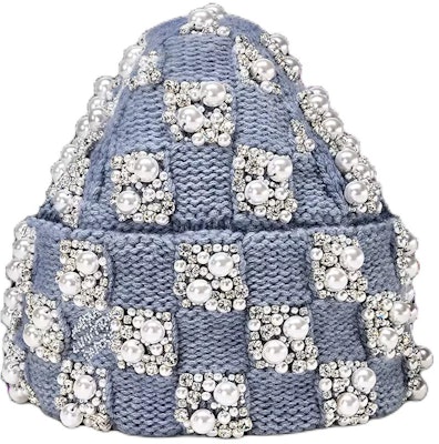 路易威登 2024早春系列淺藍色羊毛珍珠Logo毛帽 M7361A Lookbook 路易威登 2024早春系列淺藍色羊毛珍珠Logo毛帽 M7361A