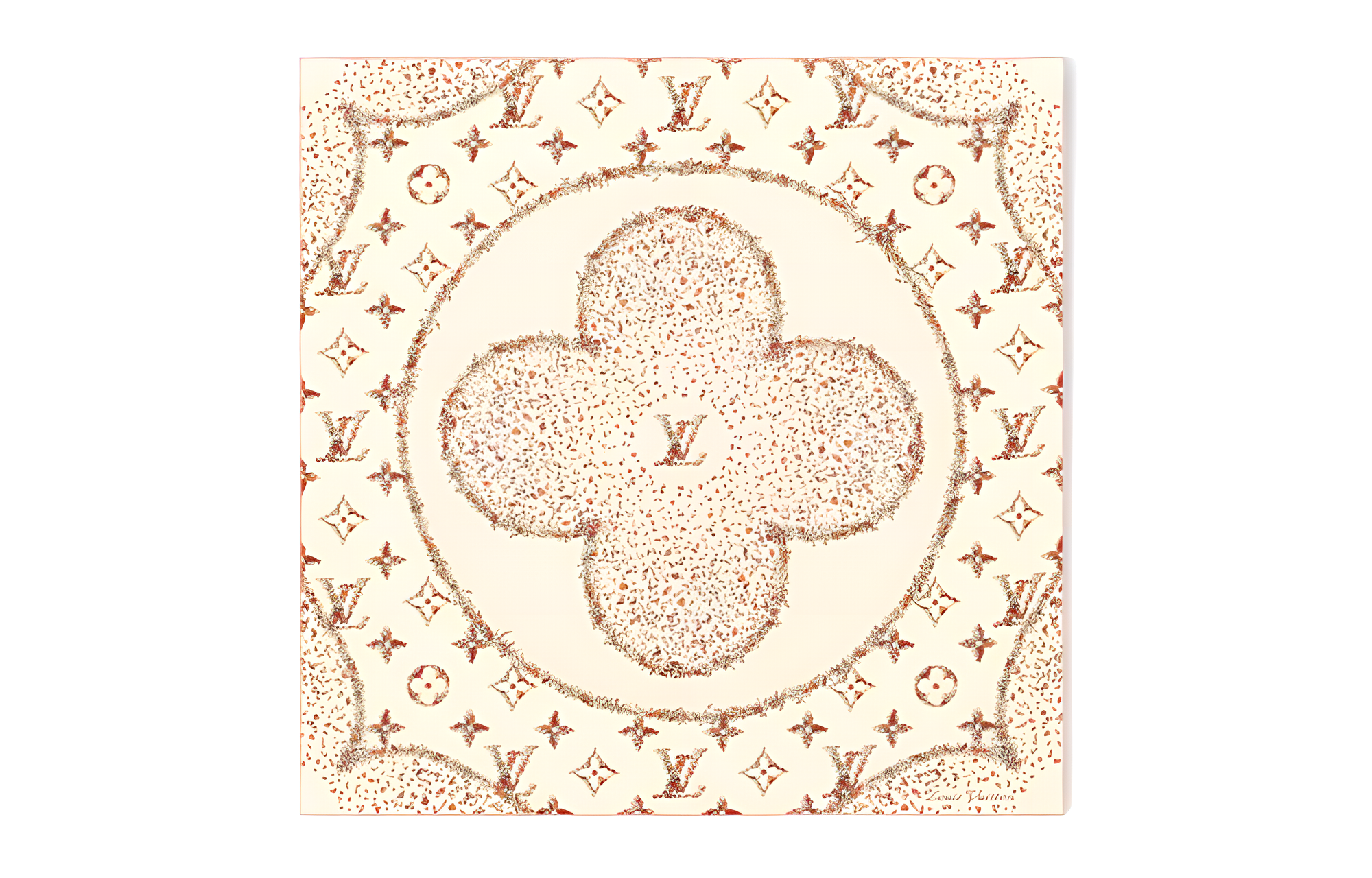 LOUIS VUITTON 2024 Early Spring Floral Pattern Scarf Unisex Camel Color M79585