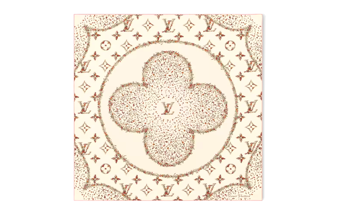 LOUIS VUITTON 2024 Early Spring Floral Pattern Scarf Unisex Camel Color M79585 圖 2