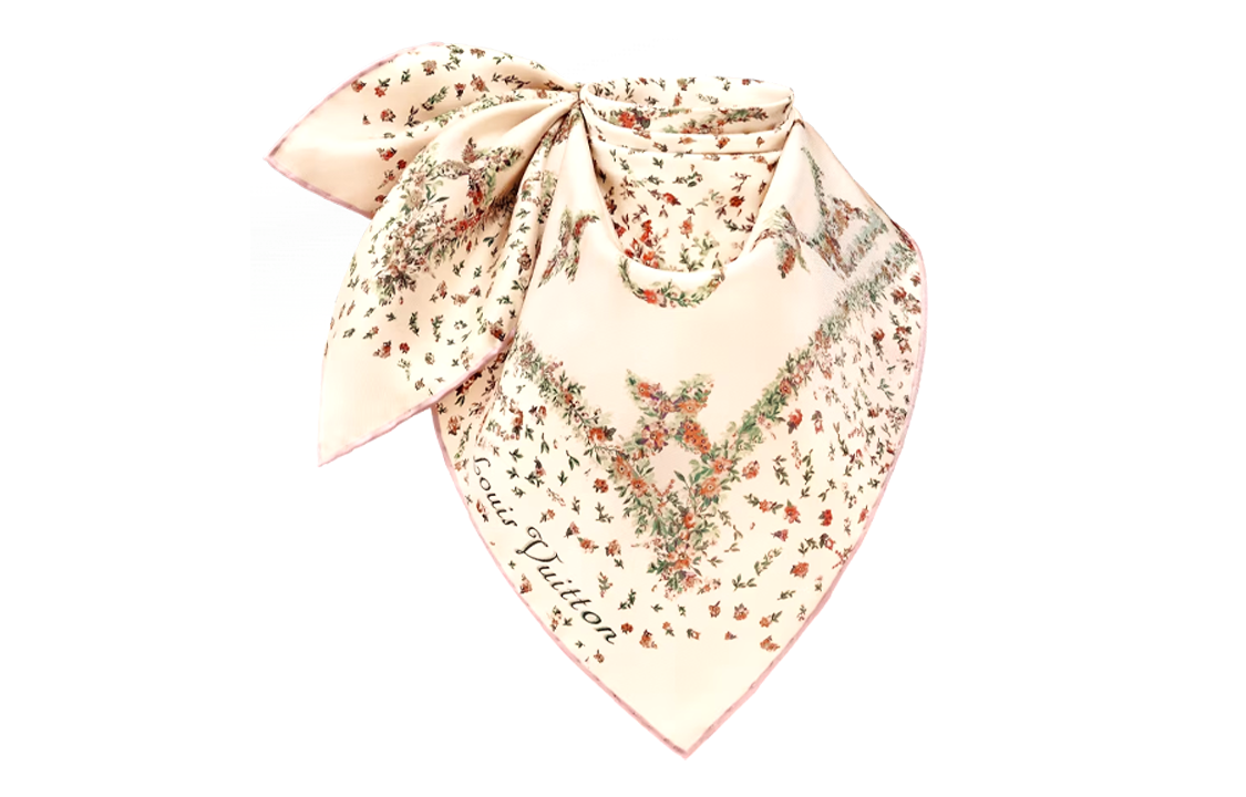 LOUIS VUITTON 2024 Early Spring Floral Pattern Scarf Unisex Camel Color M79585 圖 3