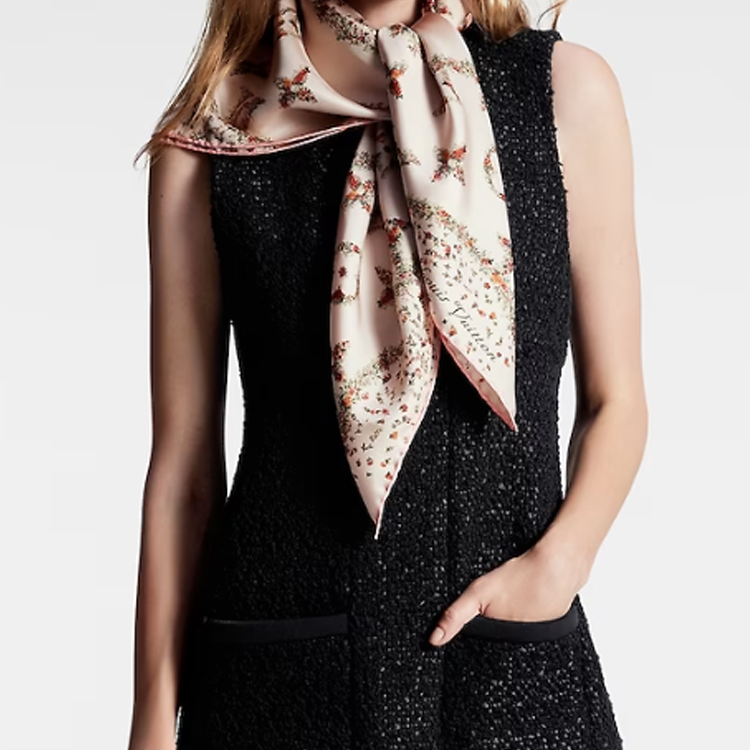 LOUIS VUITTON 2024 Early Spring Floral Pattern Scarf Unisex Camel Color M79585 圖 4