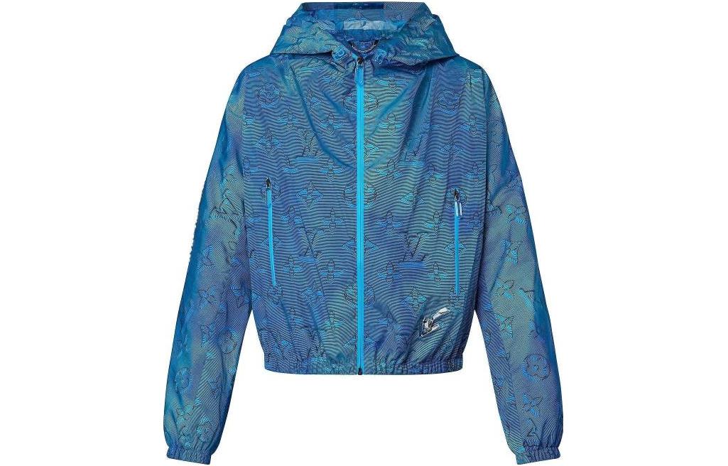 Louis Vuitton 2054 Logo Print Hooded Zip Jacket Blue - Outerwear 1A9GQG