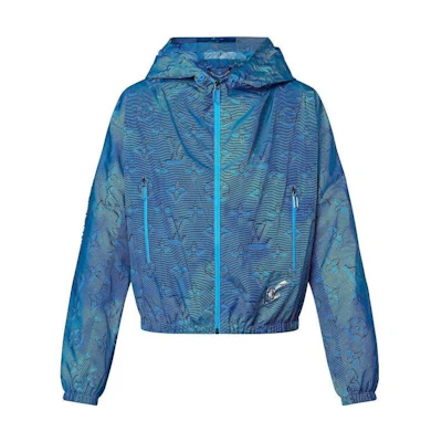 Louis Vuitton 2054 Logo Print Hooded Zip Jacket Blue - Outerwear 1A9GQG