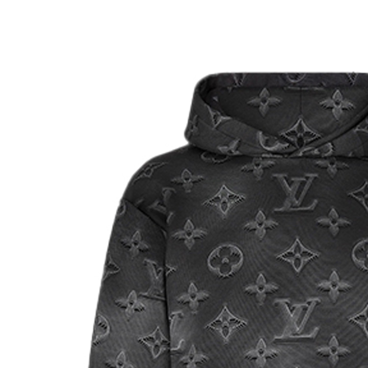 Cheap 路易威登 2054系列全印Logo连帽衫 黑色 1A8HDT