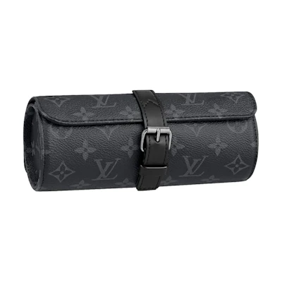 Louis Vuitton 3 Watch Case Monogram Eclipse Black