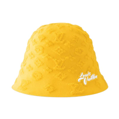 LOUIS VUITTON 3D Pattern Cotton Nylon Bucket Hat Yellow Mens. M5144L