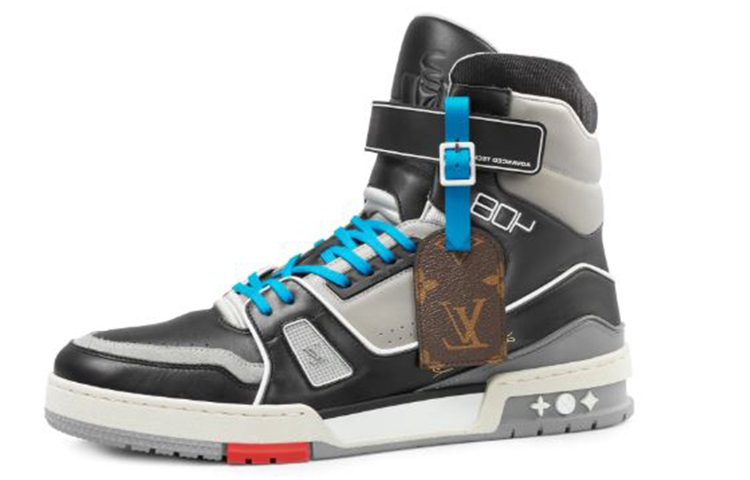 Buy LOUIS VUITTON 訓練師 小牛皮高筒 時尚板鞋 男款 黑灰