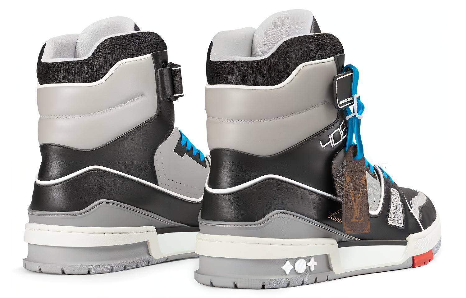 Lookbook LOUIS VUITTON 訓練師 小牛皮高筒 時尚板鞋 男款 黑灰