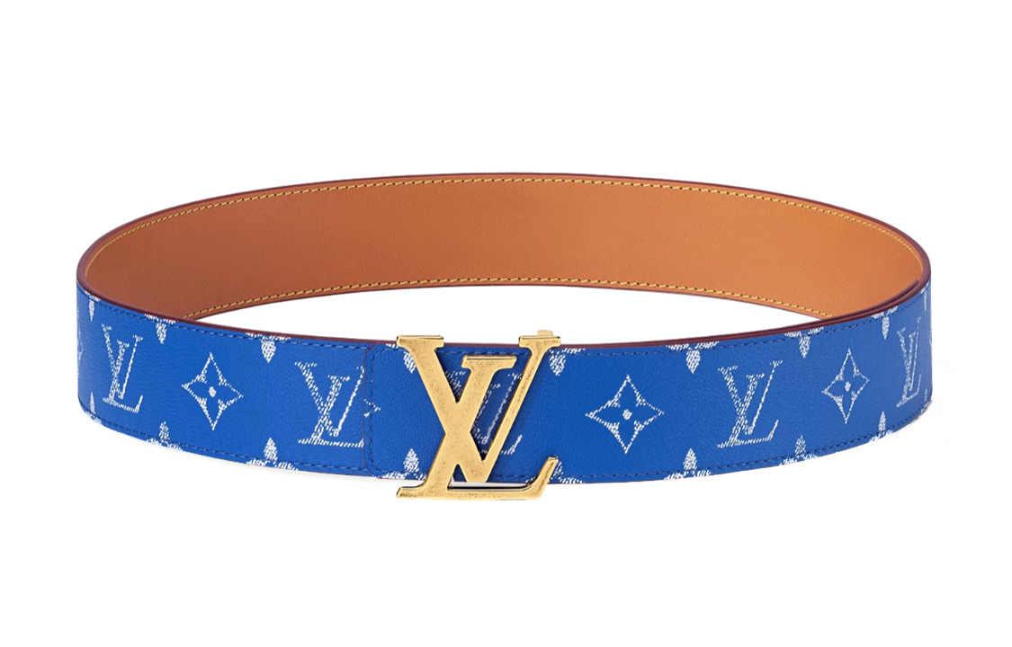 Order LOUIS VUITTON  Belt Blue/Brown 24 Pre-Spring LV Buckle 4cm Wide. M8460U