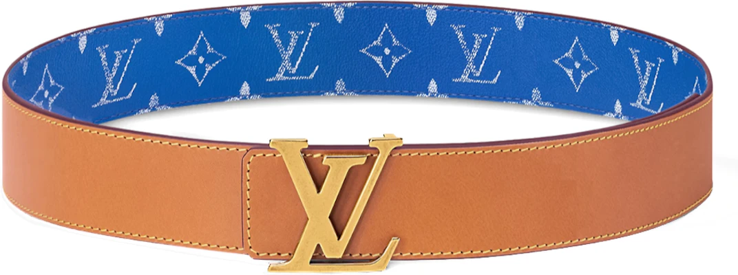 LOUIS VUITTON Belt Blue/Brown 24 Pre-Spring LV Buckle 4cm Wide. M8460U Lookbook LOUIS VUITTON Belt Blue/Brown 24 Pre-Spring LV Buckle 4cm Wide. M8460U