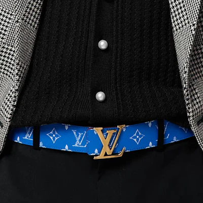 LOUIS VUITTON Belt Blue/Brown 24 Pre-Spring LV Buckle 4cm Wide. M8460U Shop LOUIS VUITTON Belt Blue/Brown 24 Pre-Spring LV Buckle 4cm Wide. M8460U