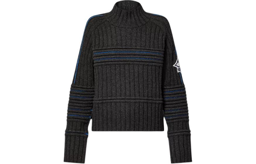 LOUIS VUITTON  Black Contrast Accent Knit Pullover Long Sleeve Sweater. 1AC4AJ 圖 2