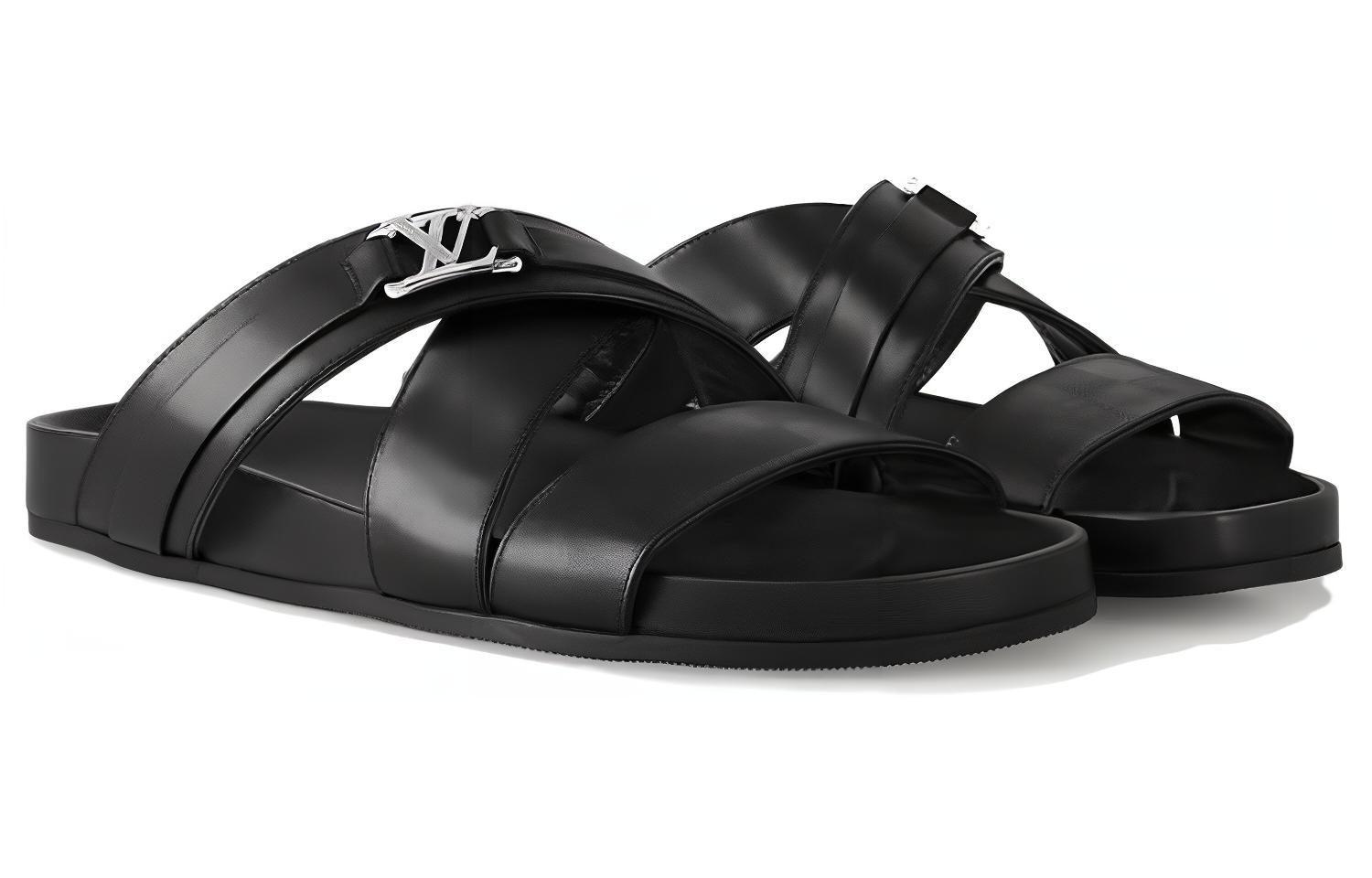 Shop Louis Vuitton 'Sandal Hitam Open-Toe Nyaman' 1A7WCU