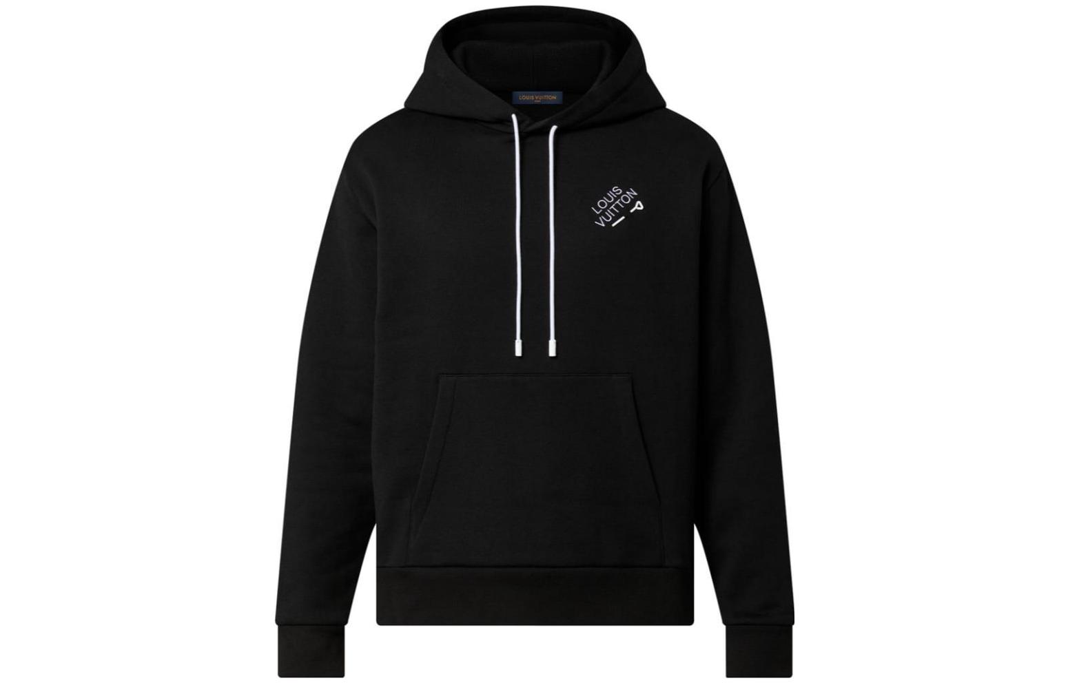 Buy 路易威登 黑色連帽衫 長袖 帶有經典印花標誌款式 1AATQV