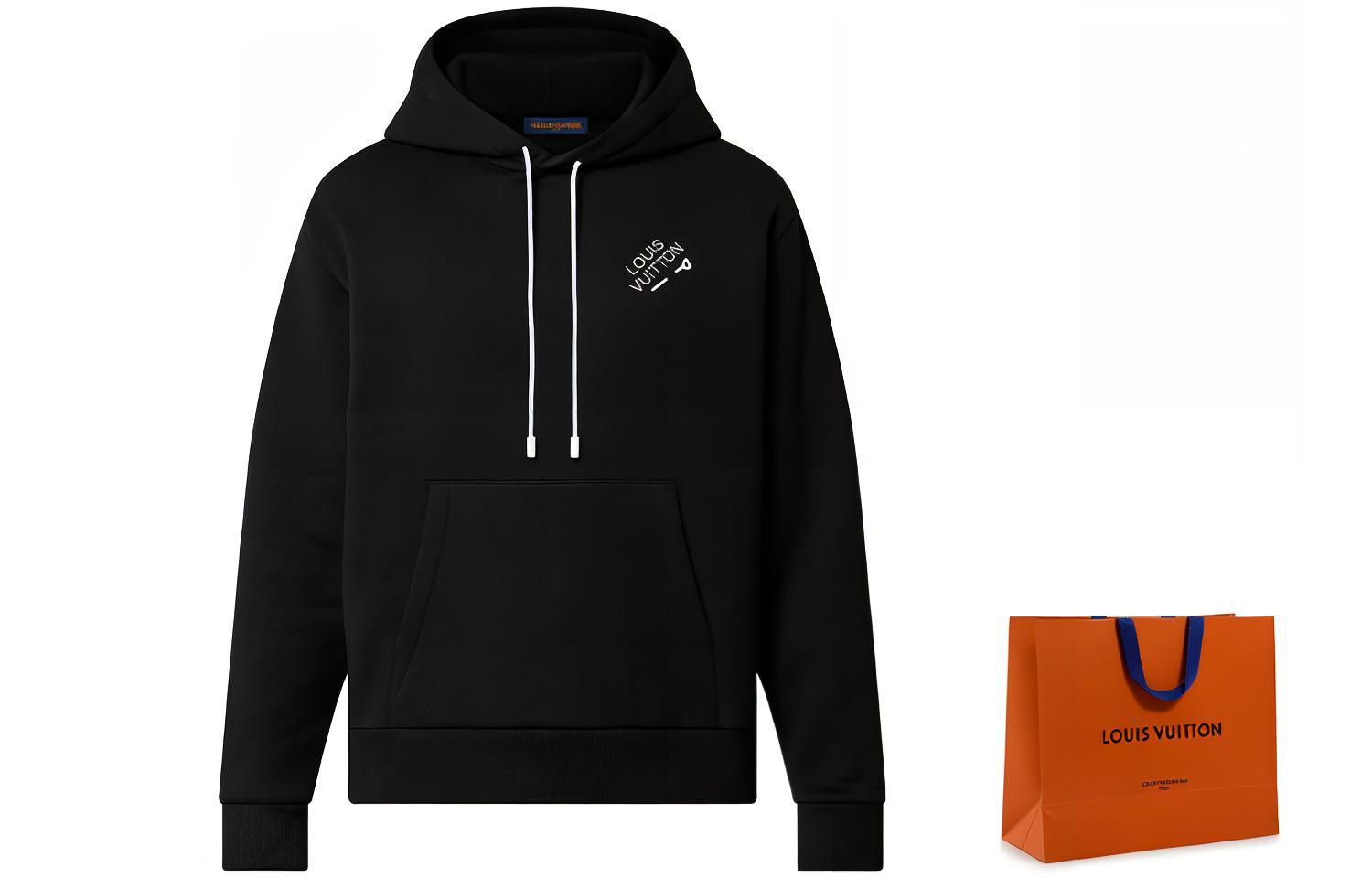 Cheap 路易威登 黑色連帽衫 長袖 帶有經典印花標誌款式 1AATQV