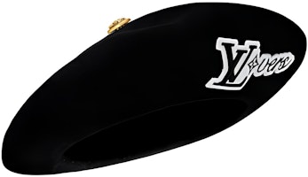 LOUIS VUITTON Black Lamb Wool Beret with Logo Pattern 2024 Early Spring. M7402A LOUIS VUITTON Black Lamb Wool Beret with Logo Pattern 2024 Early Spring. M7402A