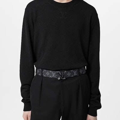 路易威登 黑色皮革腰帶 4CM 經典花紋帆布 鈀金扣 M0714 Purchase 路易威登 黑色皮革腰帶 4CM 經典花紋帆布 鈀金扣 M0714