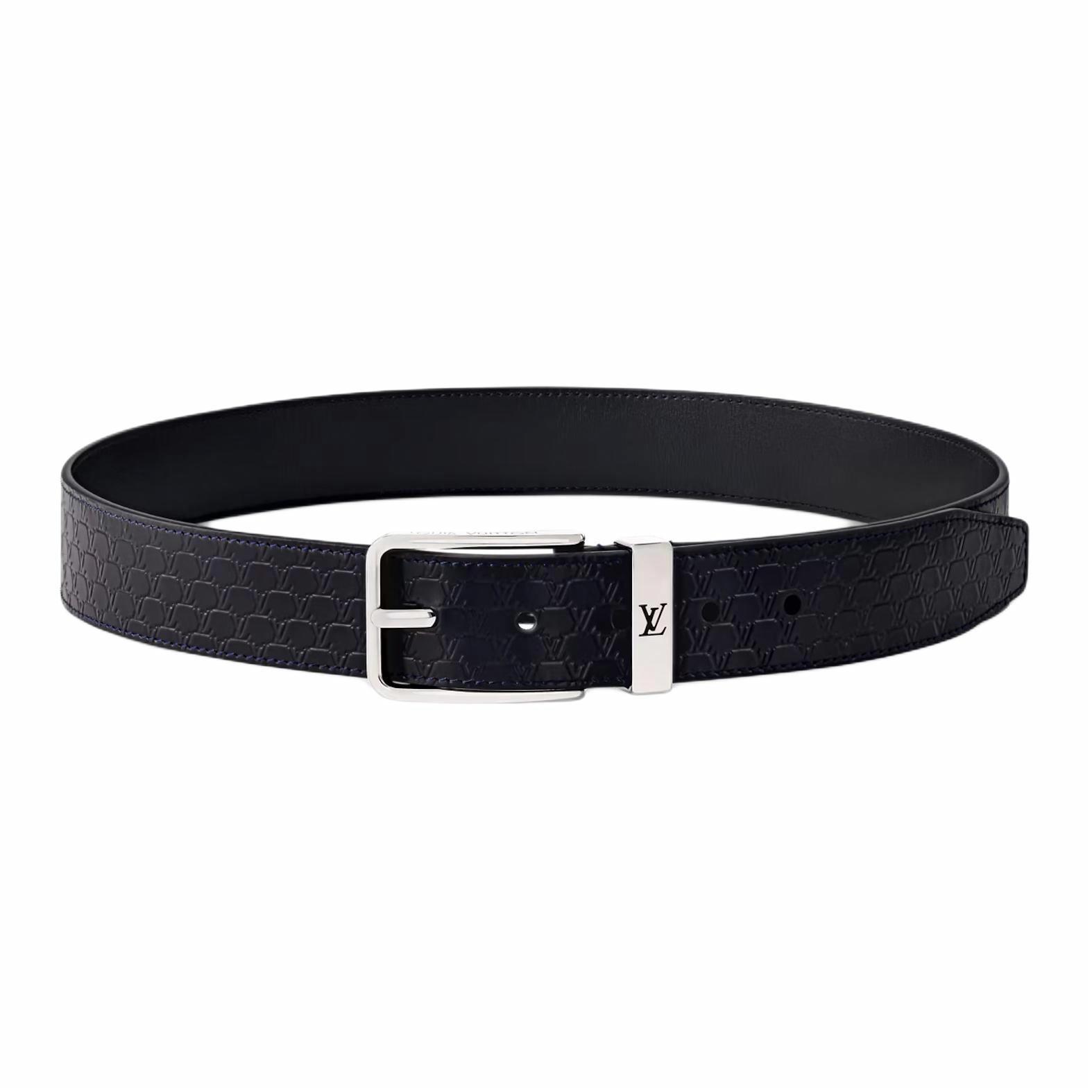 LOUIS VUITTON  Black Leather Belt with Fishnet Pattern 3.5CM Wide. M4020T 圖 2