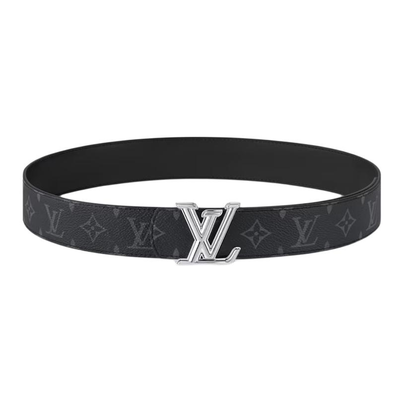 Lookbook ルイヴィトン ブラックレザーベルト ロゴプリント＆メタルバックル 幅4CM M8846T
