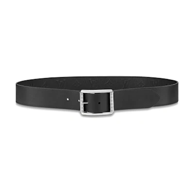 Louis Vuitton Black Leather Belt with Simple Buckle, 4cm Wide. MP311T