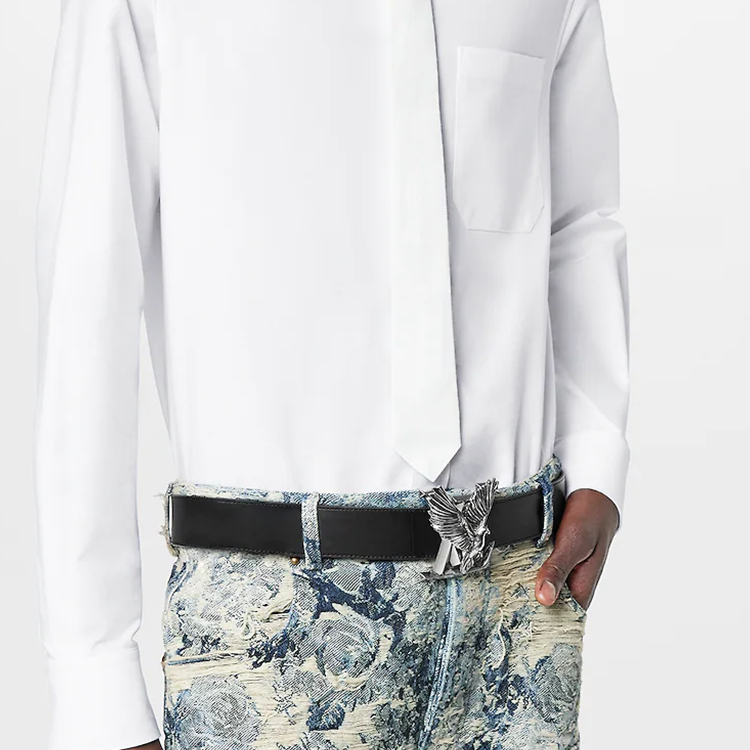 Details for 路易威登 黑色皮革鷹徽腰帶 4公分寬 M0576