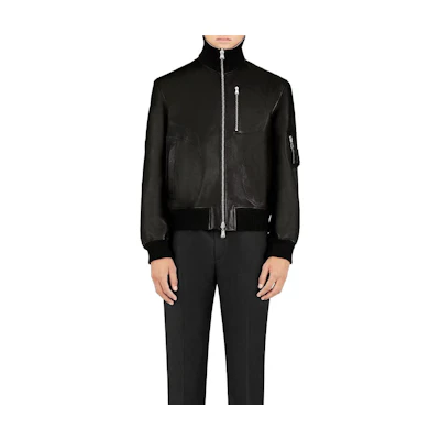LOUIS VUITTON Black Leather Reversible Bomber Jacket. 1A4T3M