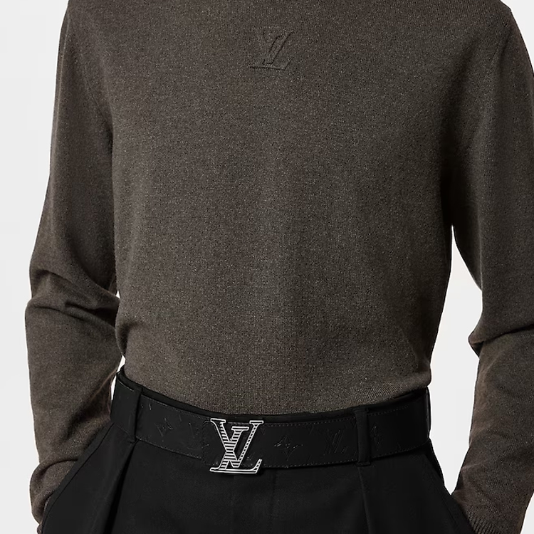 Purchase 루이비통 블랙 로고 가죽 벨트 4CM 팔라듐 버클. M0717