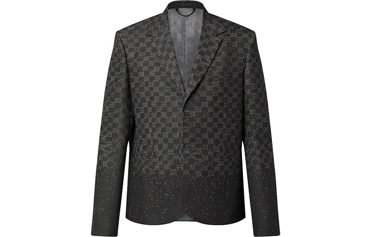 LOUIS VUITTON  Black Logo Plaid Button-Up Long Sleeve Blazer. 1AA7BA