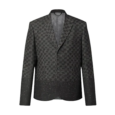 LOUIS VUITTON Black Logo Plaid Button-Up Long Sleeve Blazer. 1AA7BA