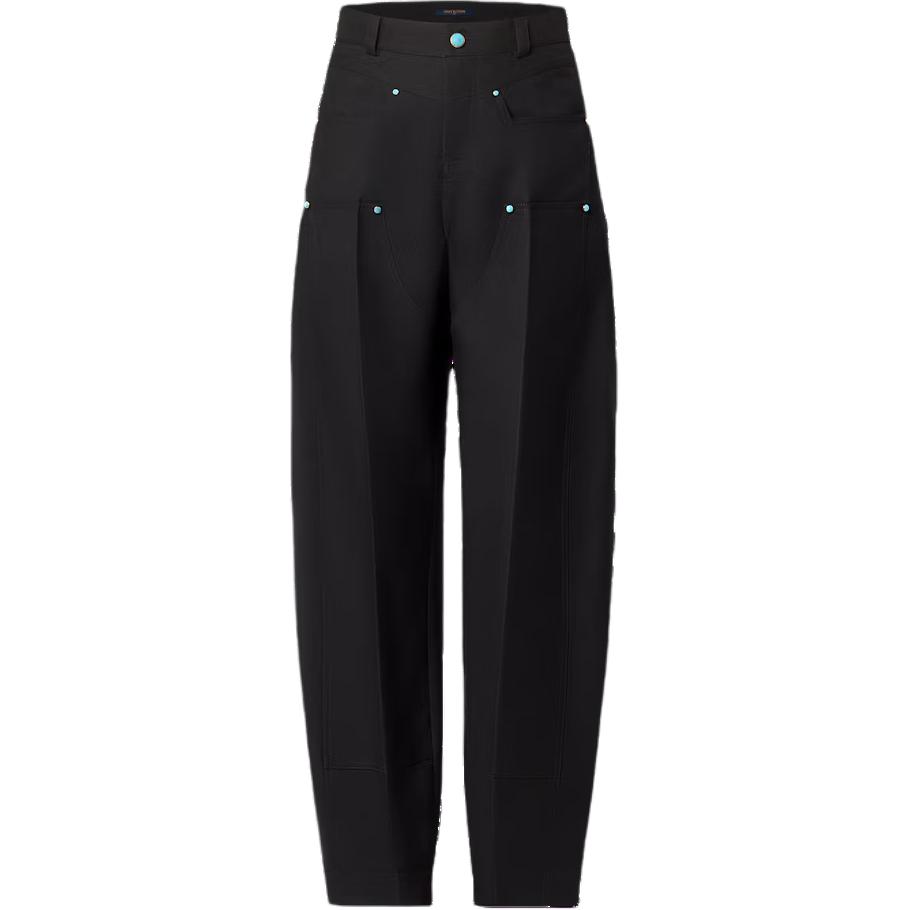 LOUIS VUITTON  Black Mid-Waist Loose Fit Zipper Casual Pants 1AFWQZ