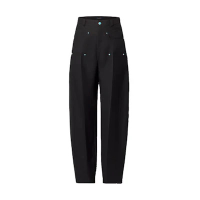 LOUIS VUITTON Black Mid-Waist Loose Fit Zipper Casual Pants 1AFWQZ