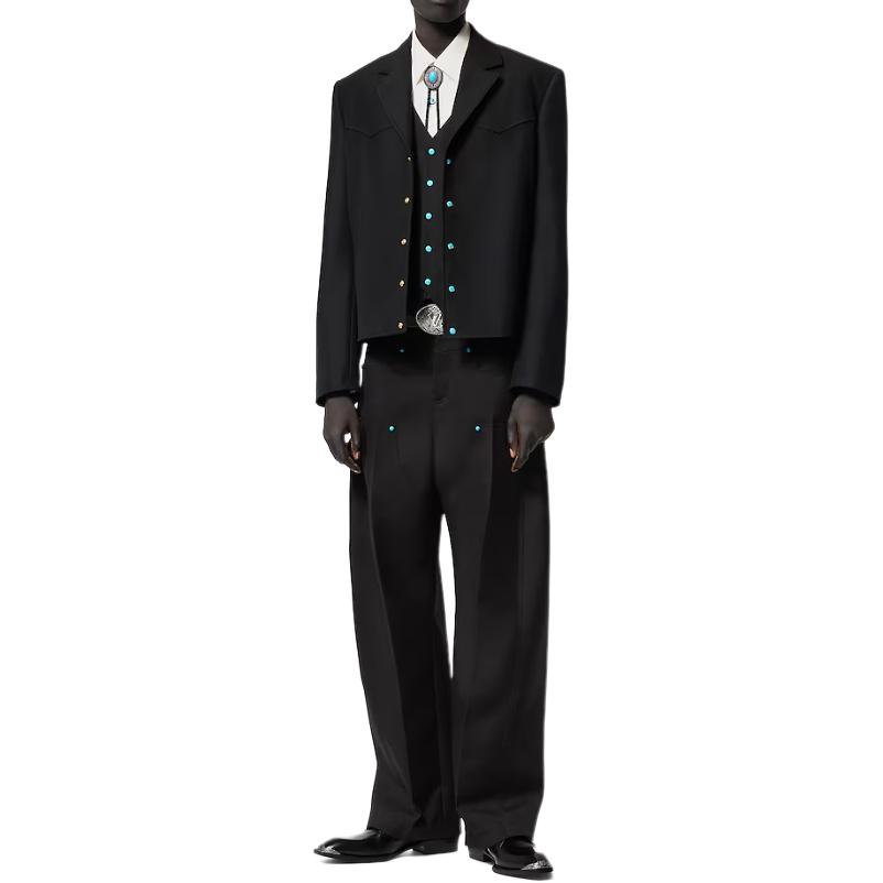 Lookbook ルイヴィトン ブラック ミッドウエスト ゆったり ジッパー カジュアルパンツ 1AFWQZ