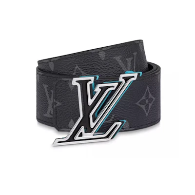 LOUIS VUITTON Black Monogram Logo Belt - 4cm Wide M0719