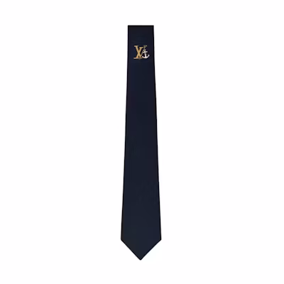 Louis Vuitton Black Silk Blend Logo Design Tie M96438