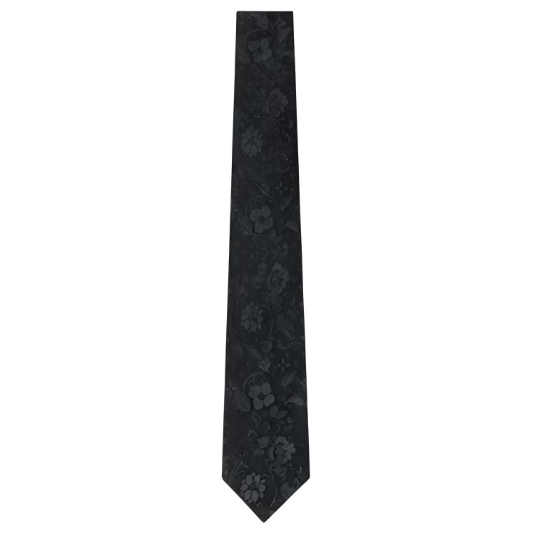 Louis Vuitton  Black Silk Blend Logo Design Tie M96060