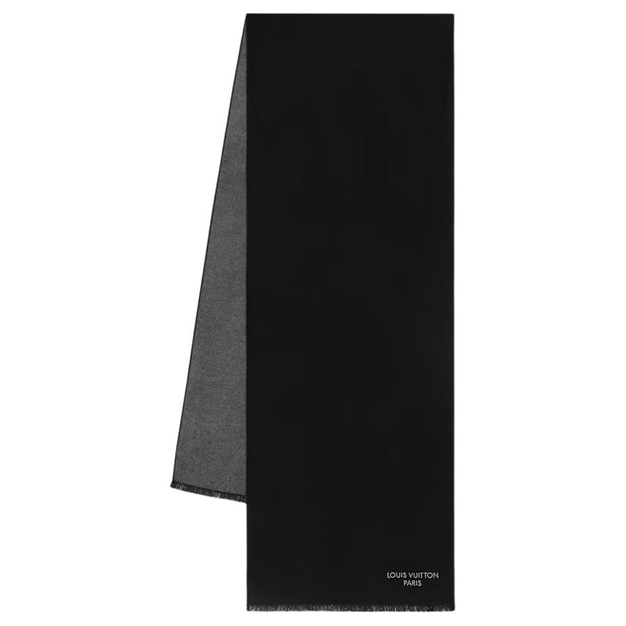 LOUIS VUITTON  Black Silk Tassel Fringe Scarf M96763